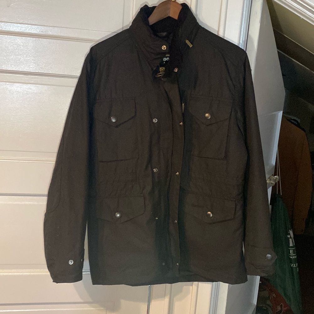 Barbour Waxed Cotton Sapper Coat with Rain Hood